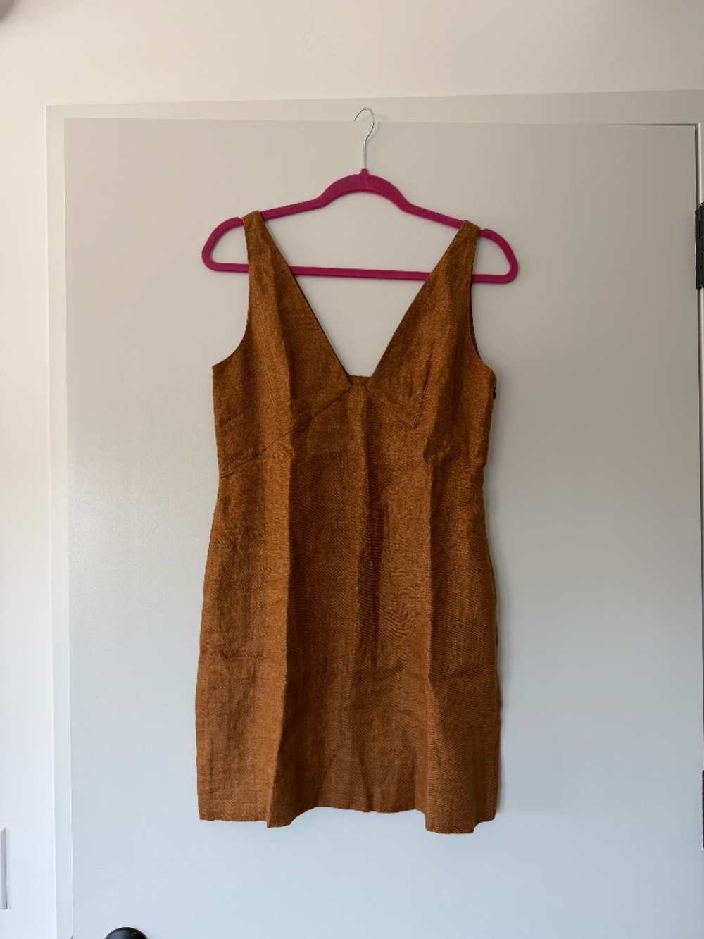 NWT Banana Republic Lina Linen Mini Dress in Warm Clay Brown, 6P